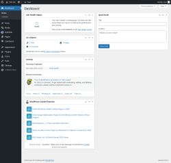 Page screenshot: Dashboard ‹ Test site — WordPress