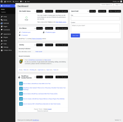 Page screenshot: Dashboard &lsaquo; Test site &mdash; WordPress