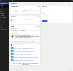Page screenshot: Dashboard &lsaquo; Test site &mdash; WordPress