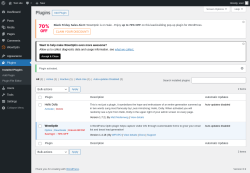 Page screenshot: Plugins ‹ Test site — WordPress