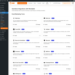 Page screenshot: WowOptin → Integrations