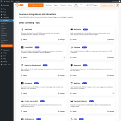 Page screenshot: WowOptin → Integrations