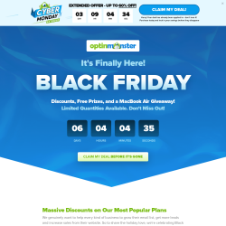 Page screenshot: OptinMonster  &rarr; Cyber Monday!