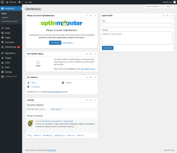 Page screenshot: Dashboard &lsaquo; Test site &mdash; WordPress