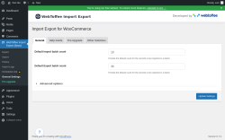 Page screenshot: WebToffee Import Export (Basic) → General Settings