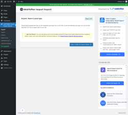 Page screenshot: Export &lsaquo; Test site &mdash; WordPress