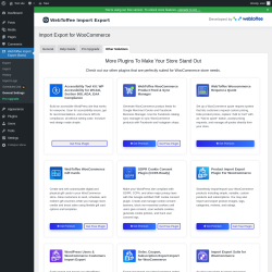 Page screenshot: WebToffee Import Export (Basic) &rarr; General Settings &rarr; Other Solutions