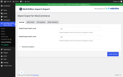 Page screenshot: WebToffee Import Export (Basic) &rarr; General Settings