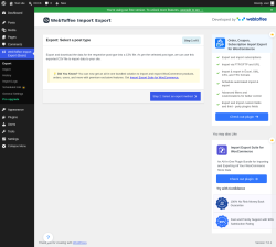 Page screenshot: Export &lsaquo; Test site &mdash; WordPress