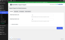 Page screenshot: WebToffee Import Export (Basic) &rarr; General Settings