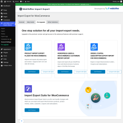 Page screenshot: WebToffee Import Export (Basic) &rarr; General Settings &rarr; Pro Upgrade