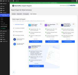 Page screenshot: WebToffee Import Export (Basic) &rarr; General Settings &rarr; Other Solutions