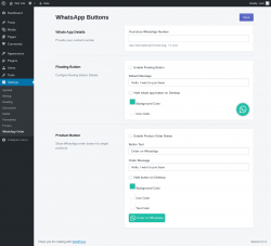 Page screenshot: Settings &rarr; WhatsApp Order