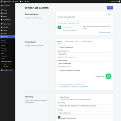 Page screenshot: Settings &rarr; WhatsApp Button