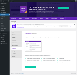 Page screenshot: Tracking → Settings → Payments