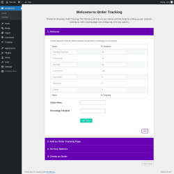 Page screenshot: Order Tracking - Welcome! ‹ Test site — WordPress
