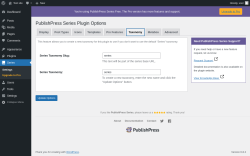 Page screenshot: Series &rarr; Taxonomy