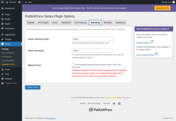 Page screenshot: Series &rarr; Taxonomy