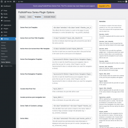 Page screenshot: Settings &rarr; Series Options &rarr; Templates