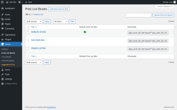 Page screenshot: Series &rarr; Post List Boxes