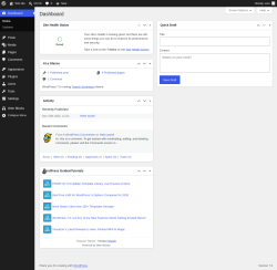 Page screenshot: Dashboard &lsaquo; Test site &mdash; WordPress