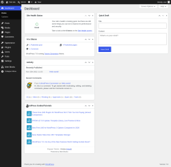 Page screenshot: Dashboard &lsaquo; Test site &mdash; WordPress