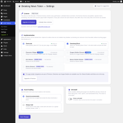 Page screenshot: OXP Tickers &rarr; Settings