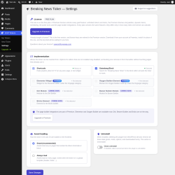 Page screenshot: OXP Tickers &rarr; Settings