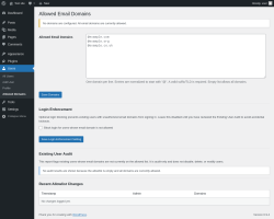 Page screenshot: Allowed Domains &lsaquo; Test site &mdash; WordPress