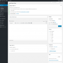 Page screenshot: Add New Post &lsaquo; Test site &mdash; WordPress