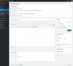 Page screenshot: Add New Page &lsaquo; Test site &mdash; WordPress