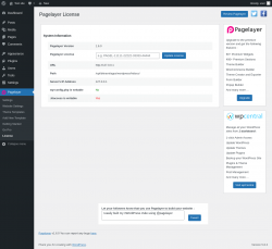 Page screenshot: Pagelayer &rarr; License