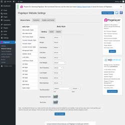 Page screenshot: Pagelayer &rarr; Website Settings