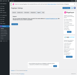 Page screenshot: Pagelayer &rarr; Support