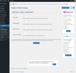 Page screenshot: Pagelayer &rarr; Website Settings &rarr; Container