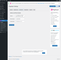 Page screenshot: Pagelayer &rarr; Information