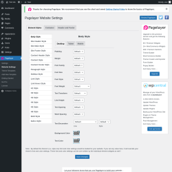 Page screenshot: Pagelayer &rarr; Website Settings
