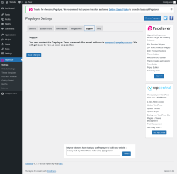Page screenshot: Pagelayer &rarr; Support