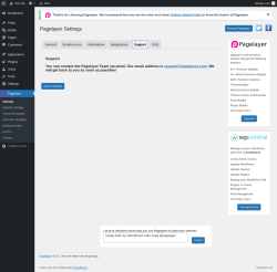 Page screenshot: Pagelayer &rarr; Support