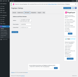 Page screenshot: Pagelayer → Information