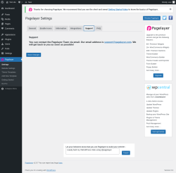 Page screenshot: Pagelayer → Support