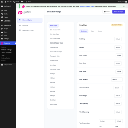 Page screenshot: Pagelayer &rarr; Website Settings