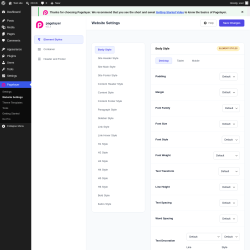 Page screenshot: Pagelayer &rarr; Website Settings