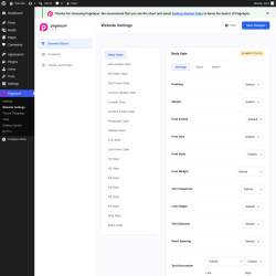 Page screenshot: Pagelayer &rarr; Website Settings