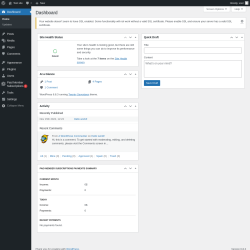 Page screenshot: Dashboard ‹ Test site — WordPress