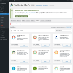 Page screenshot: Memberships → Add Ons