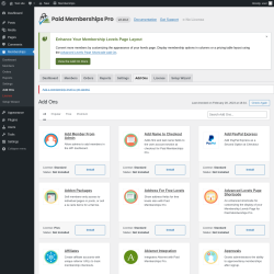 Page screenshot: Memberships → Add Ons