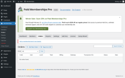 Page screenshot: Memberships → Orders