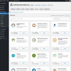 Page screenshot: Memberships → Add Ons