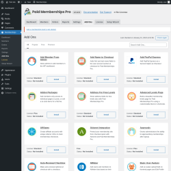 Page screenshot: Memberships → Add Ons